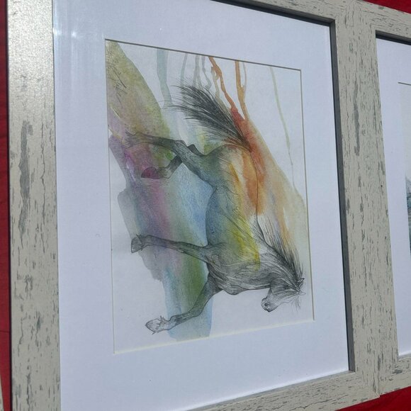 Watercolor horse paintings signed by Luke Lube - Picture 10 of 12